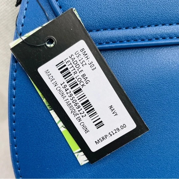 Badgley Mischka NWT Navy Crossbody Bag with Gold Accents - Picture 4 of 5